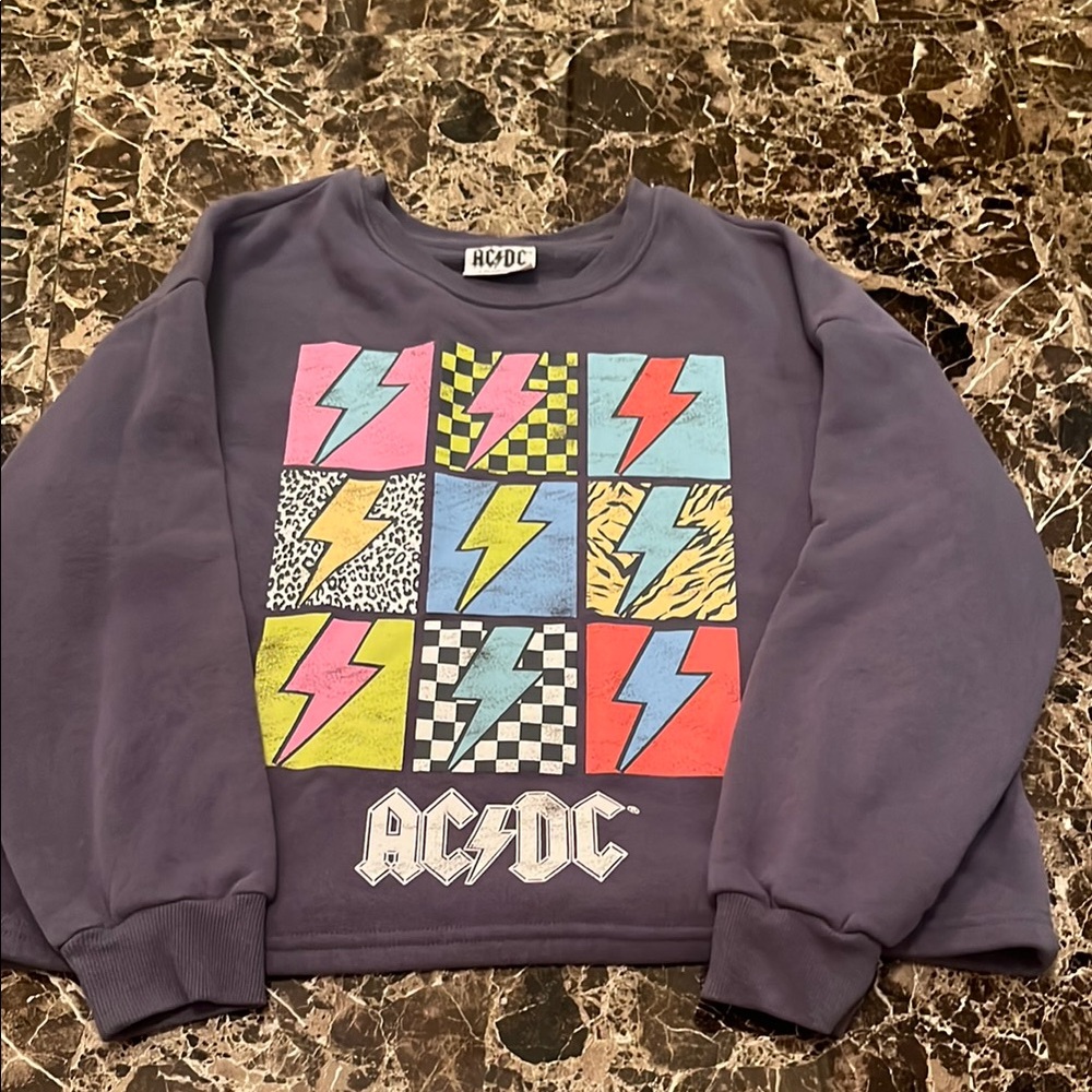 AC/DC Purple Sweatshirt Pop Art Lightning Bolts